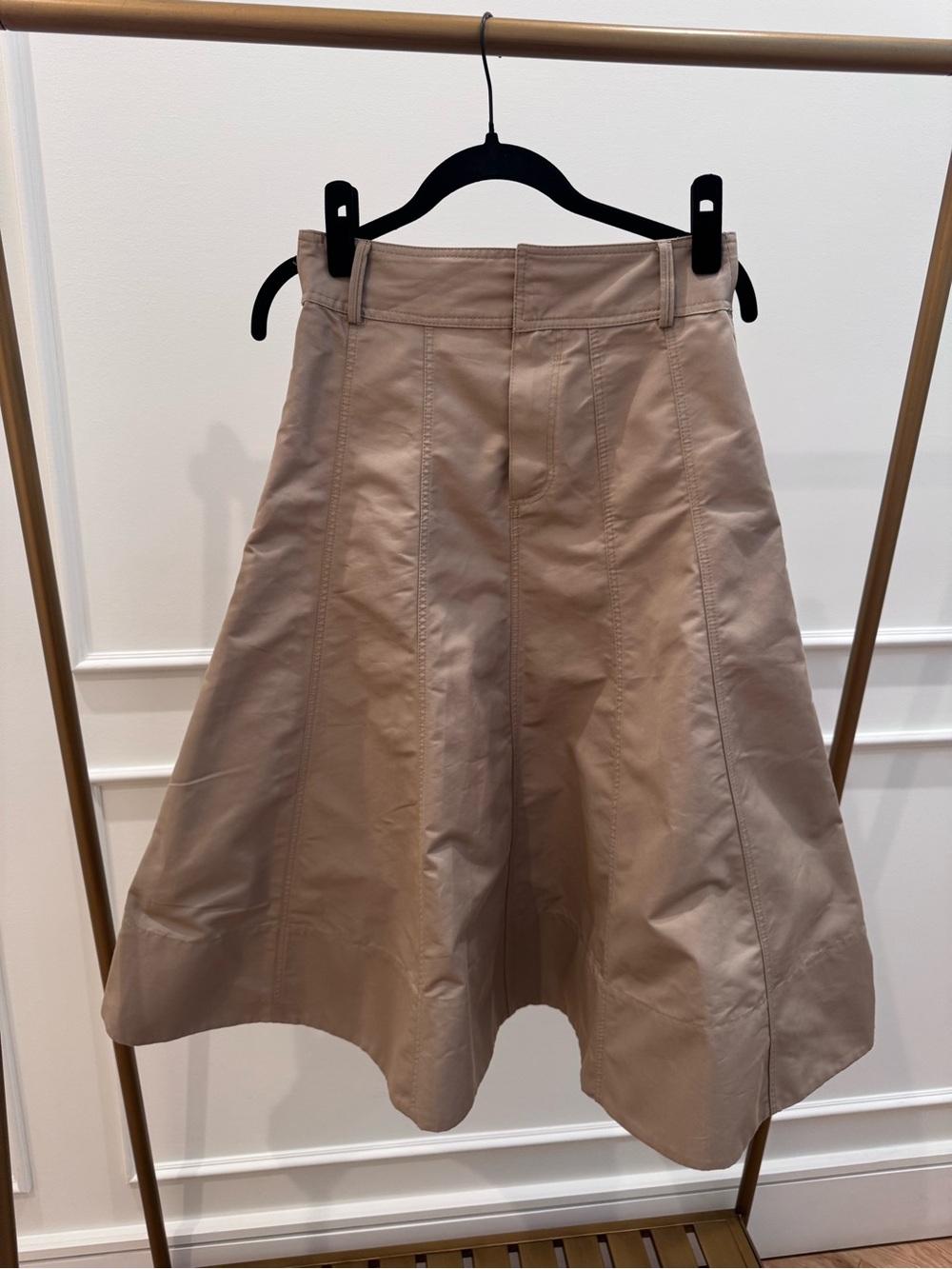 Zara khaki A-Line Midi Skirt